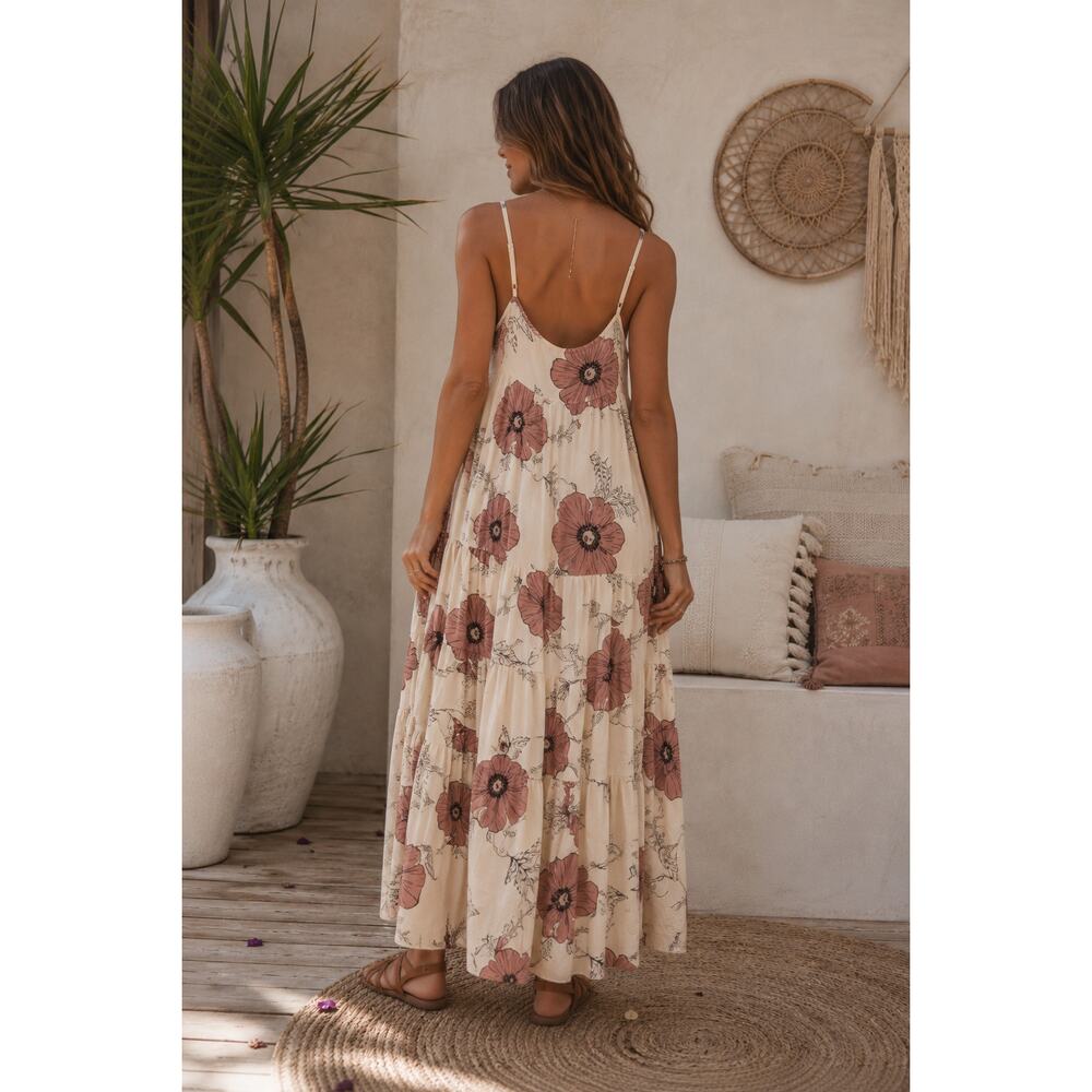Jaase Winona Maxi Dress Small April Floral Print Boho Cottagecore Rayon - Picture 2 of 13